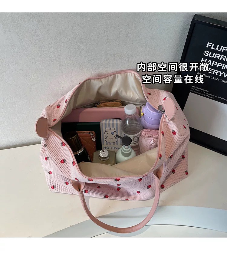 清新印花手提收纳包轻便耐磨大容量包短途出行休闲随身大包