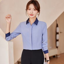 工装职业衬衫女长袖春秋2025新款气质正装白色衬衣酒店前台工作服