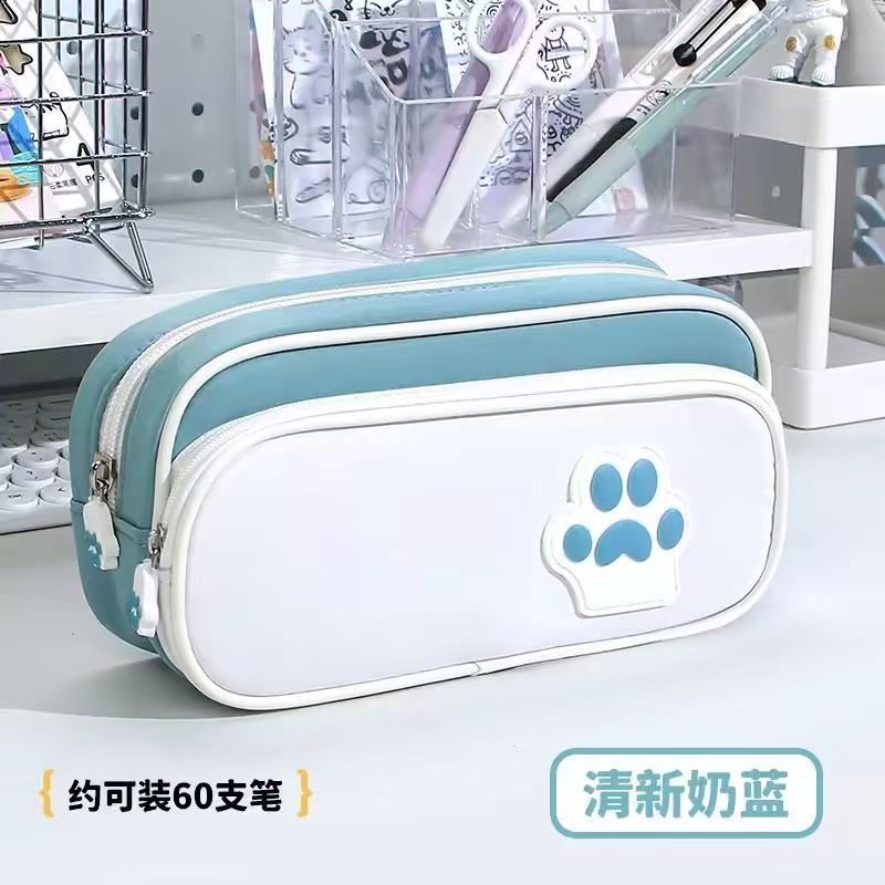 猫爪笔袋高颜值ins风女生新款可爱初中生文具盒小学生简约铅笔盒|undefined