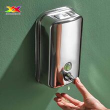 304不锈钢皂液器 浴室壁挂式洗手液器 五金卫浴手动皂液盒 大容量