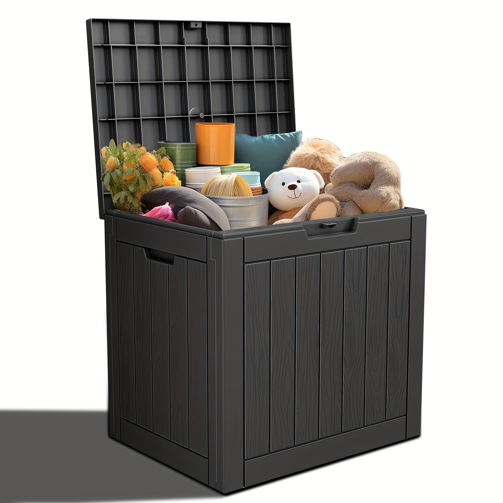 35 Gallon Deck Box Outdoor Storage Box Waterproof Resin Transfronterizo