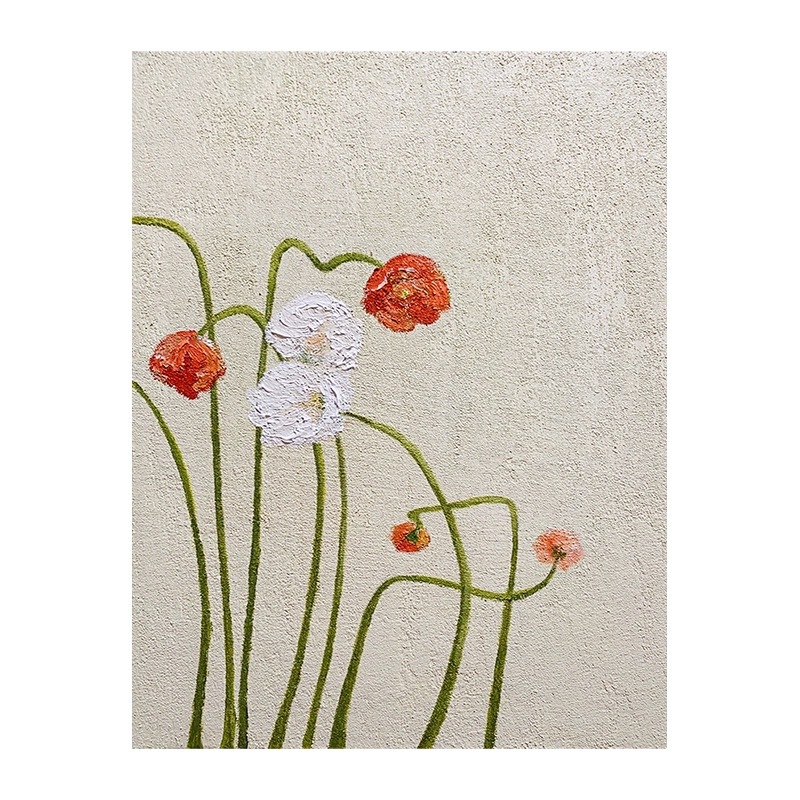 Scandinavian Cream Style Log Style Flower Custom Hand-Painted Texture Painting Entrance Aisle Corridor Hanging Painting Decorative Painting