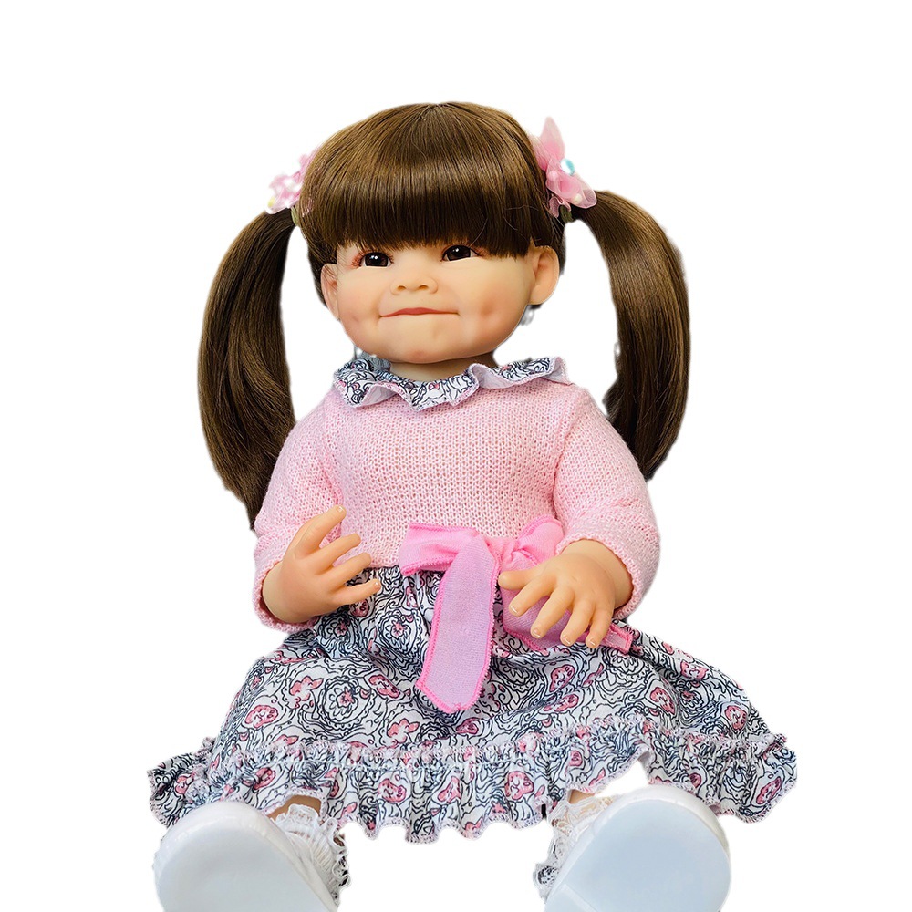 Nueva 55cm simulación bebé reborn muñeca juguete transfronterizo muñeca llena de vinilo TikTok entrega de una pieza