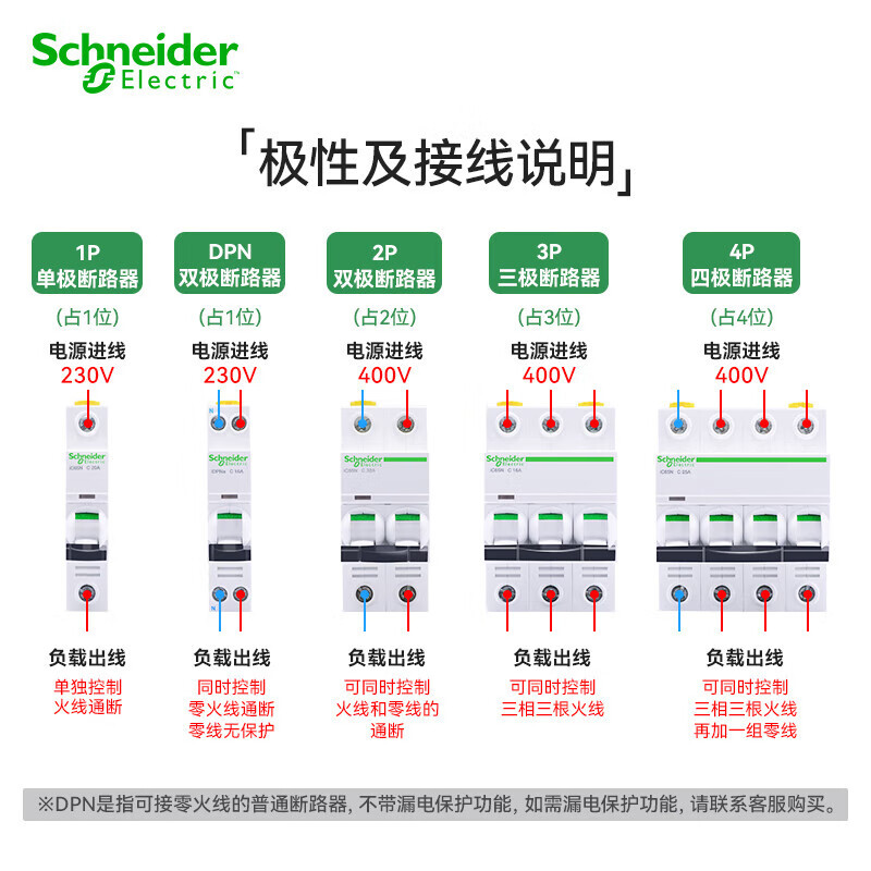 Interruptor de Circuito Miniatura para el Hogar Schneider, Interruptor de Circuito IC65N, Interruptor de Circuito Tipo A9 C 2P4Pc16a, Interruptor de Aire image 5