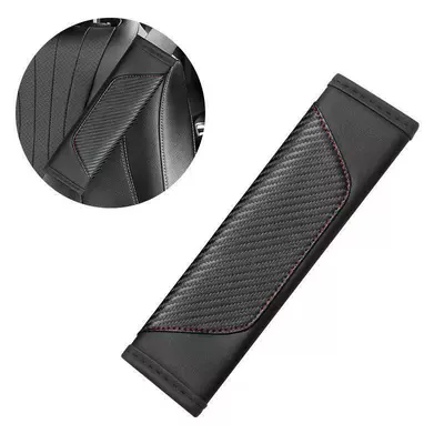 Car interior seat belt shoulder pad car simple leather color matching four seasons universal high-end car supplies protective cover (Seat belt shoulder pad) - pair-of-shoulder-pads-black-6cm23cm
