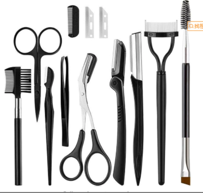 Eyebrow Trimming Kit, multi-piece grooming set with anti-scratch trimmer & precision tweezers