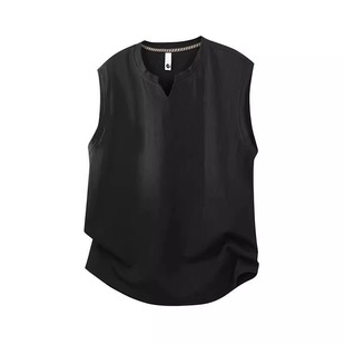 Summer Plus Size Men's Vest Loose and Versatile Casual Sports Fashion Sleeveless T-Shirt Simple Trendyy V Neck T-Shirt