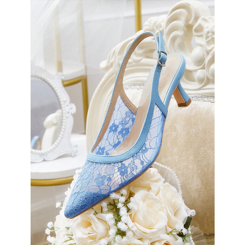 Foreign Trade plus size Women's Shoes 2025 Summer New Mesh Kitten Heeled Baotou Sandals Women's Pointed Low Heeled Shoes