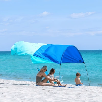 Cross-Border Outdoor Products, Wind-Powered Beach Canopy, Portable Sun Protection Awning, Lightweight Quick-Open Beach Tent (Avtomobil yan çətirləri) - blue-500300cm
