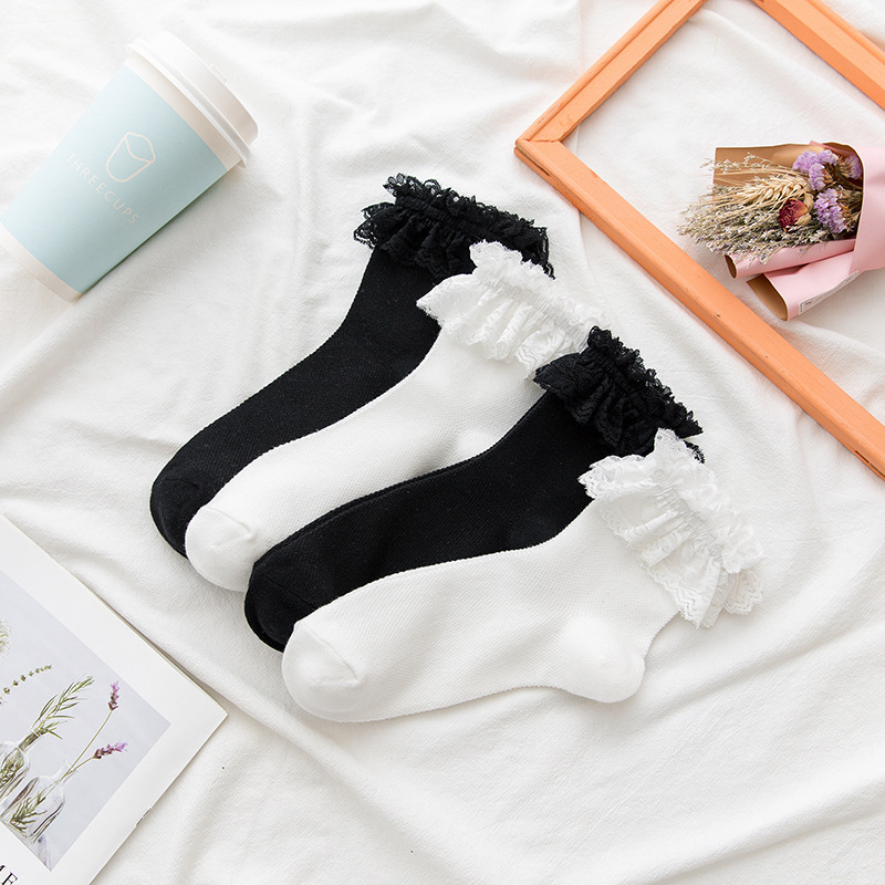 Mid-tube socks children Japanese mesh lace soft girl Lolita white socks Lori Lolita princess socks