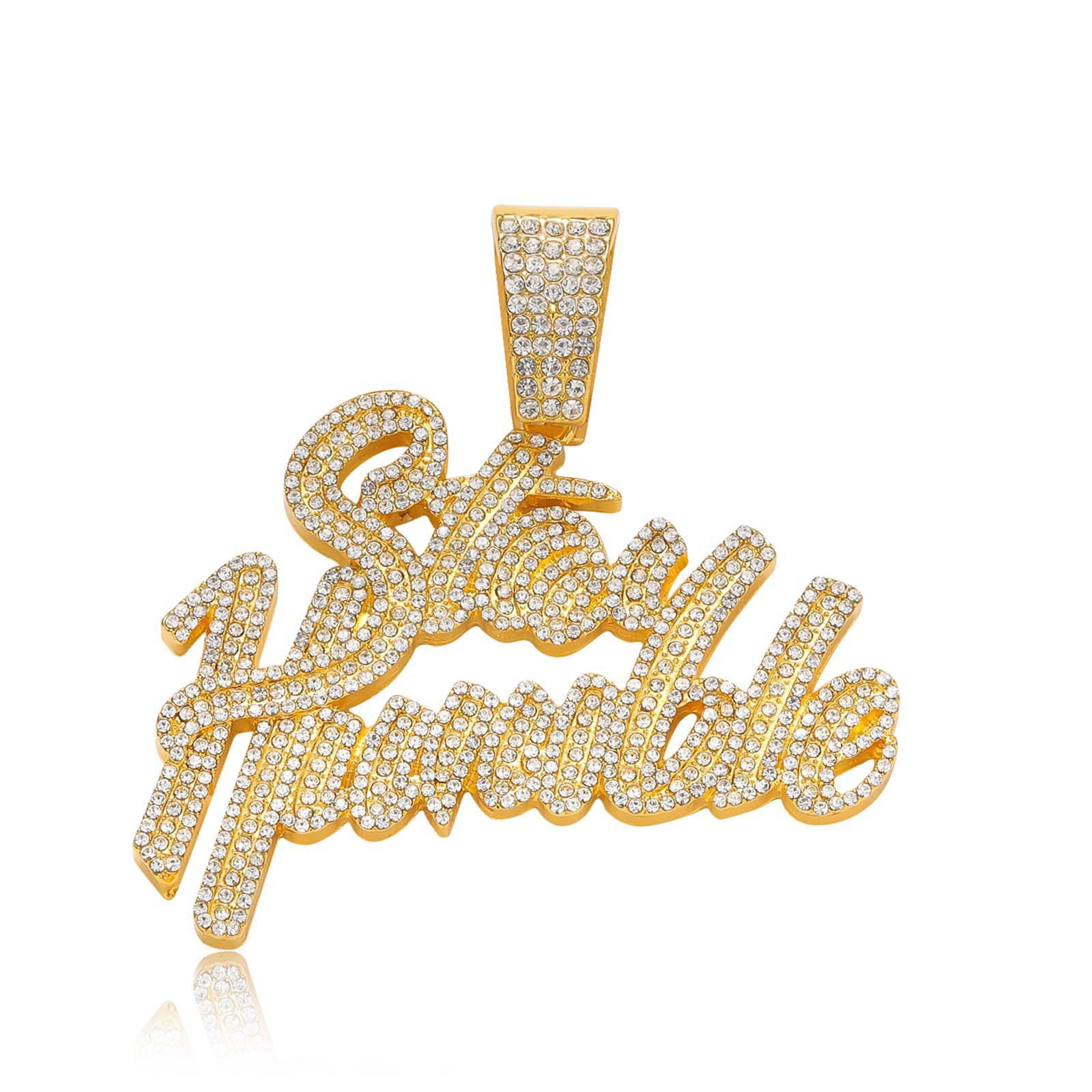 Letras exageradas de hip-hop europeas y americanas Stay Humble colgante estilo rap callejero personalidad completa joyería de diamantes collar masculino image 9