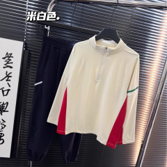 D028秋季男女中大童简约大气运动休闲飞1了半拉链网球服运动套装