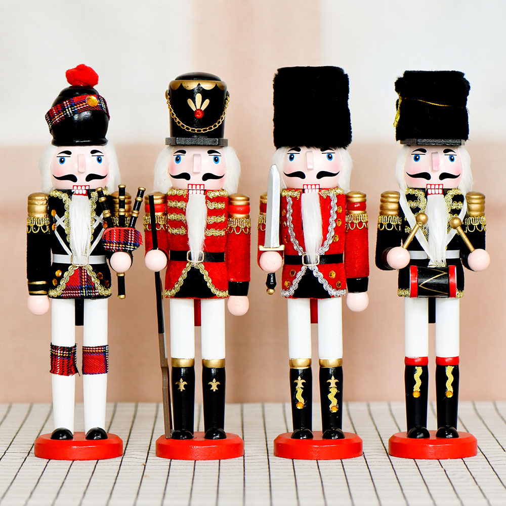 Fábrica de 12 pulgadas en stock marionetas soldados 30cm decoraciones de Navidad decoraciones de mesa de vinos de Navidad
