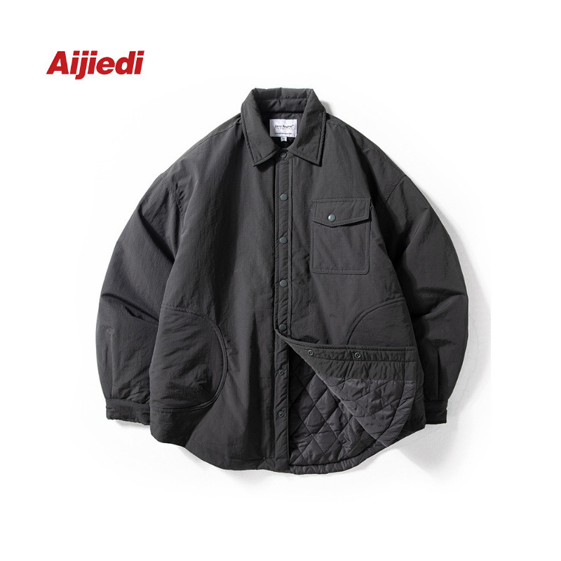 Quilted Wide Version Men's Cotton Jacket Windproof Waterproof Winter Warm Coat Men's Jacket with a Turn-Down Collar Loose Japanese Workwear Casual