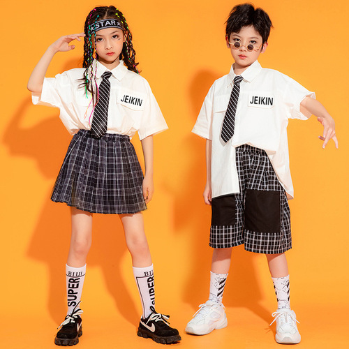 Children's Street Dance Fashion Boy's Hip Hop Set Girl's Jazz Performance Outfit Korean Version JK Chorus Uniform School Uniform Garden Uniform
