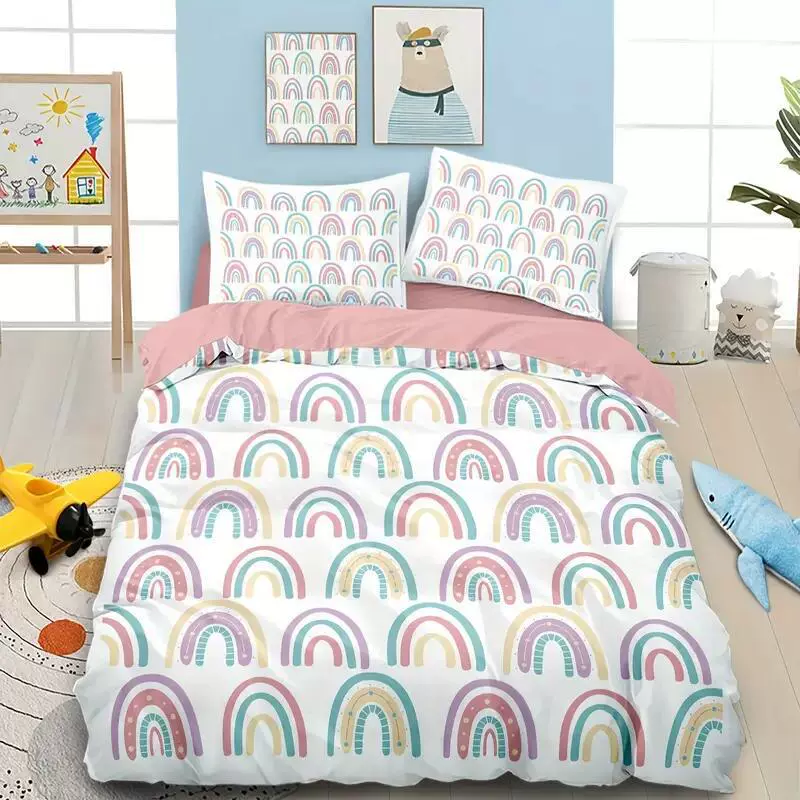 Набор Fresh Rainbow с мультяшным принтом, наволочка, покрывало, 3 предмета