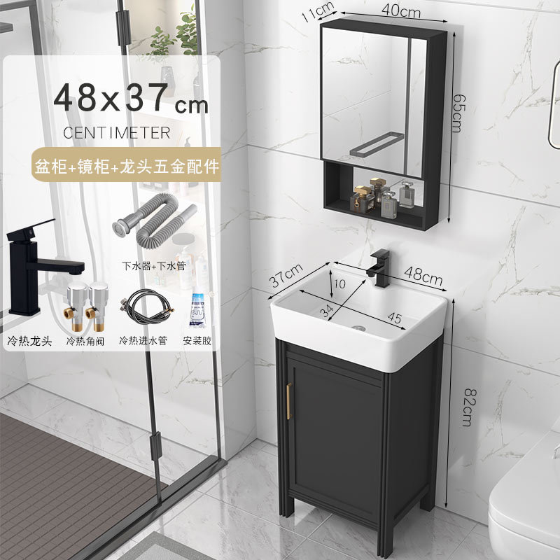 48x37cm gabinete de piso + grifo de agua + gabinete de espejo