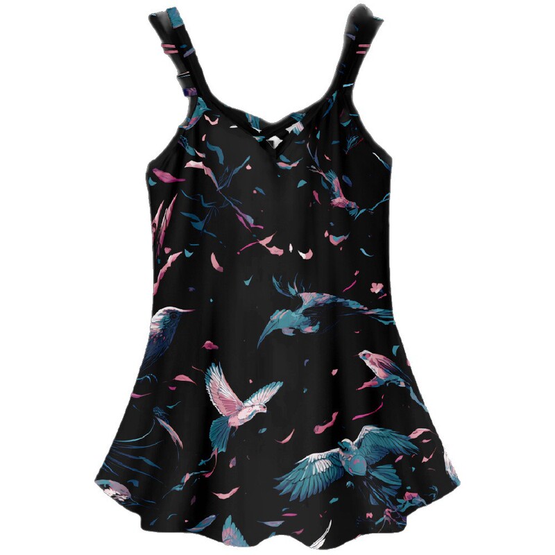 Cross-Border Independent Site Plus Size Suspender Dress Fashionable Elegant Personalized Animal Type Printing Wholesale