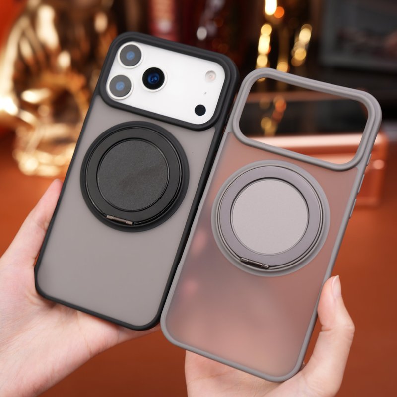 适用iPhone17promax肤感磨砂手机壳苹果16旋转磁吸支架防摔手机壳|undefined