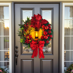 Cross-Border New Christmas Wreath Wall Holiday Decoration Scene Layout Plastic Wall Hanging Props Wreath Door Hanging Wholesale