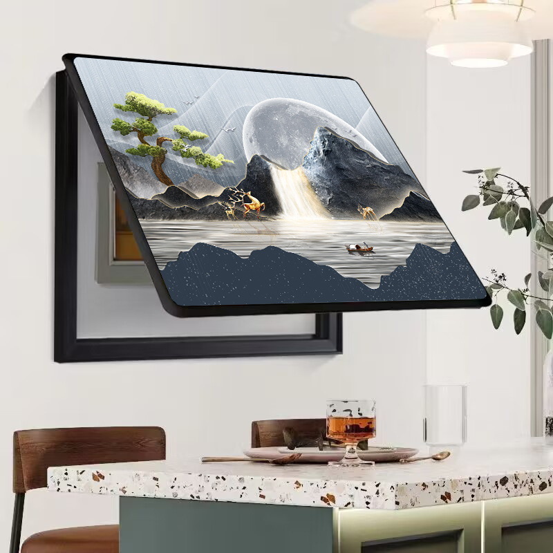 Caja de medidor, pintura decorativa, oclusión, caja de interruptor sin agujeros, caja de distribución, sala de estar, comedor, pintura de porcelana de cristal, simplicidad moderna, lujo ligero