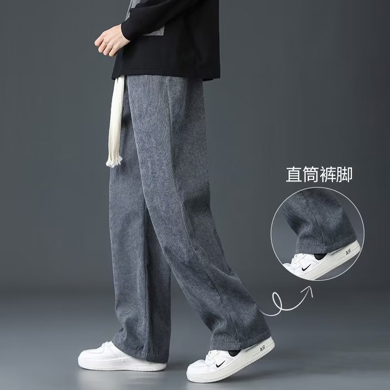 灯芯绒裤子男款秋冬季休闲长裤男生宽松直筒春季运动卫裤男士百搭