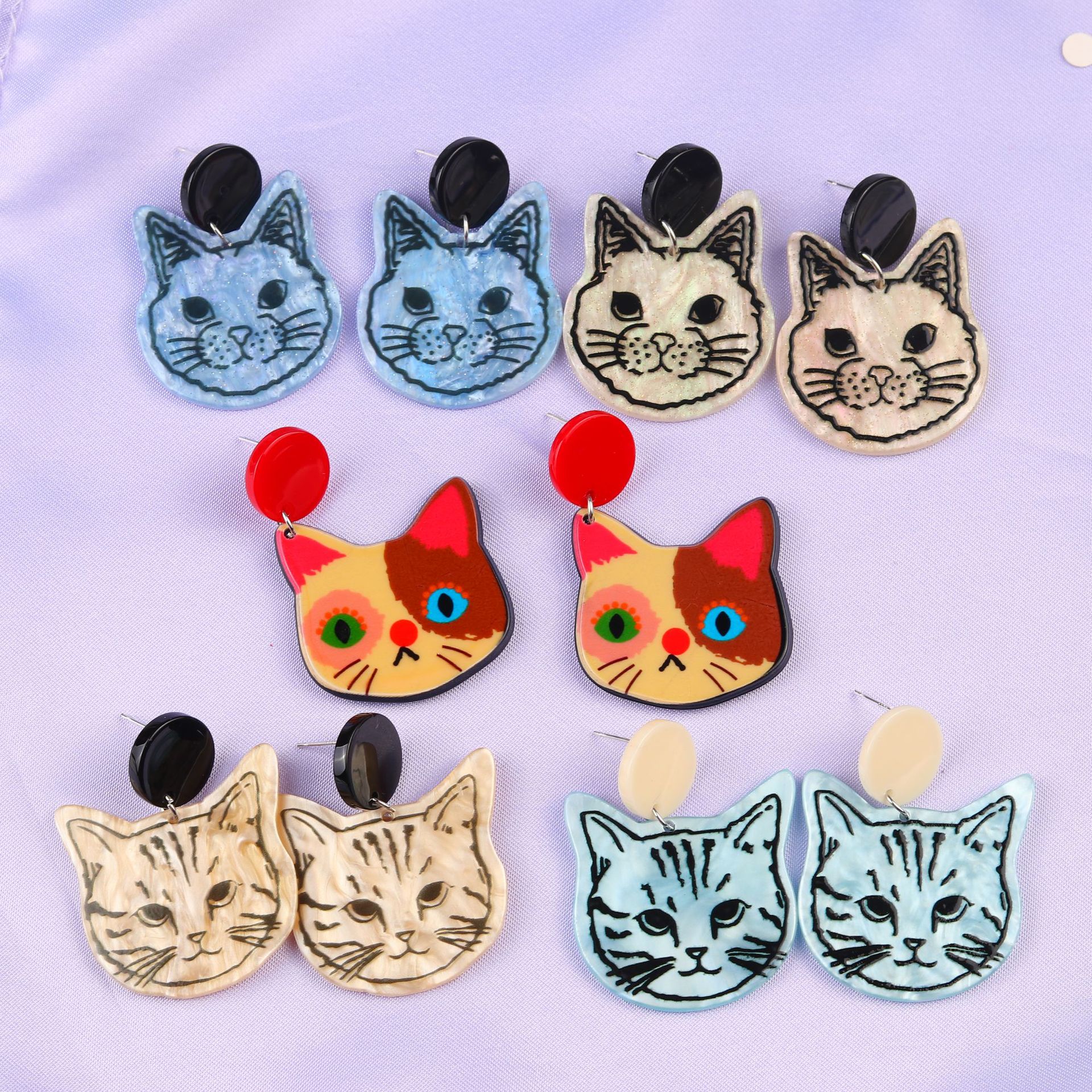 Cute Cat Arylic Drop Earrings display picture 2