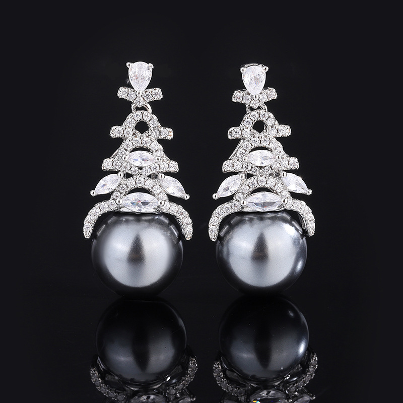 Zhuang Sheng joyería nuevo fondo de cobre chapado en oro con incrustaciones de perlas pendientes de moda coreana 12mm al por mayor