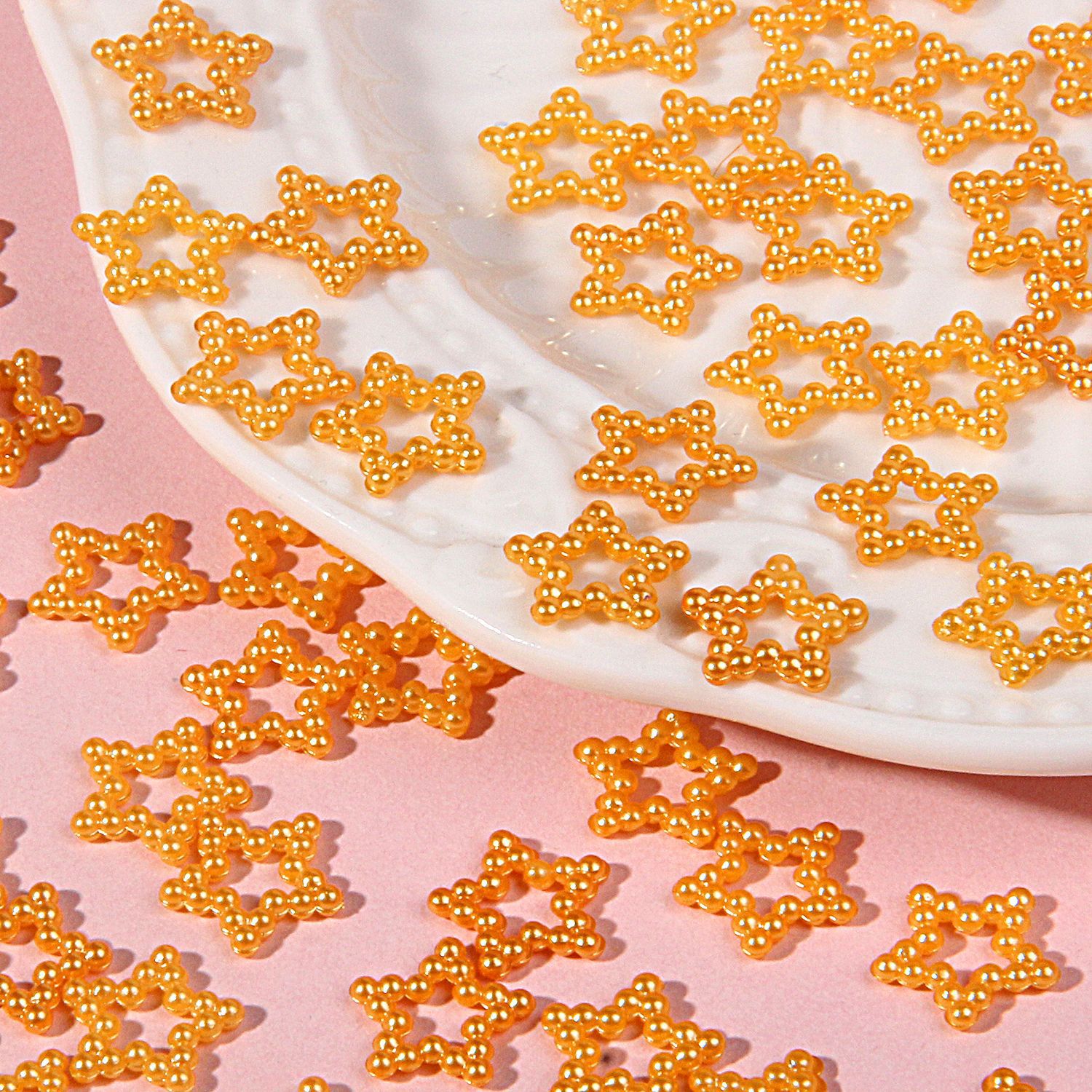 Artificial ABS perla hueco estrella de cinco puntas DIY crema teléfono móvil Shell material tocado accesorios fábrica ventas directas