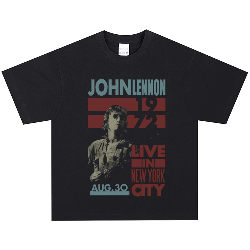 John Lennon T-shirt rock American retro street style short sleeve trendy loose vintage long sleeve John Lennon T-shirt rock American retro street style short sleeve trendy loose vintage long sleeve