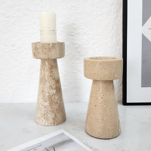 Chinese Creative Yellow Candlestick Ornaments Soft Decoration Model Room Living Room Coffee Table TV Cabinet Marble Home Accessories