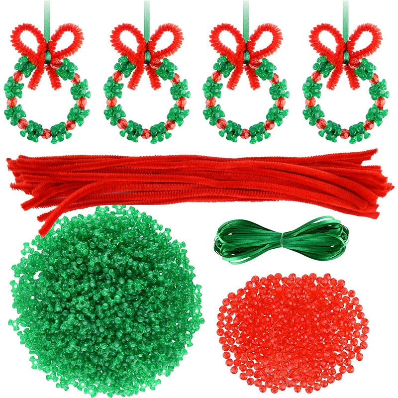 Трансграничный Рождественский декоративный костюм из бисера DIY декоративный венок ручной работы Рождество красный зеленый декоративный кулон