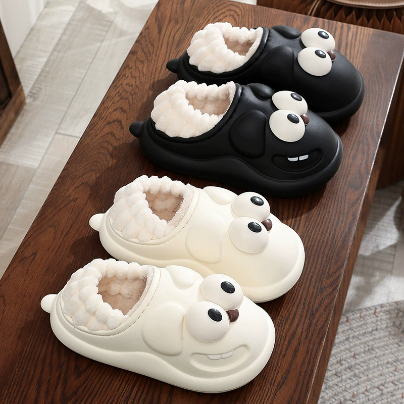 Водонепроницаемая хлопковая обувь, женская зимняя легкая домашняя обувь с героями мультфильмов, нескользящая теплая Лунная обувь, домашняя и уличная сумка для ношения, хлопковые тапочки на каблуке