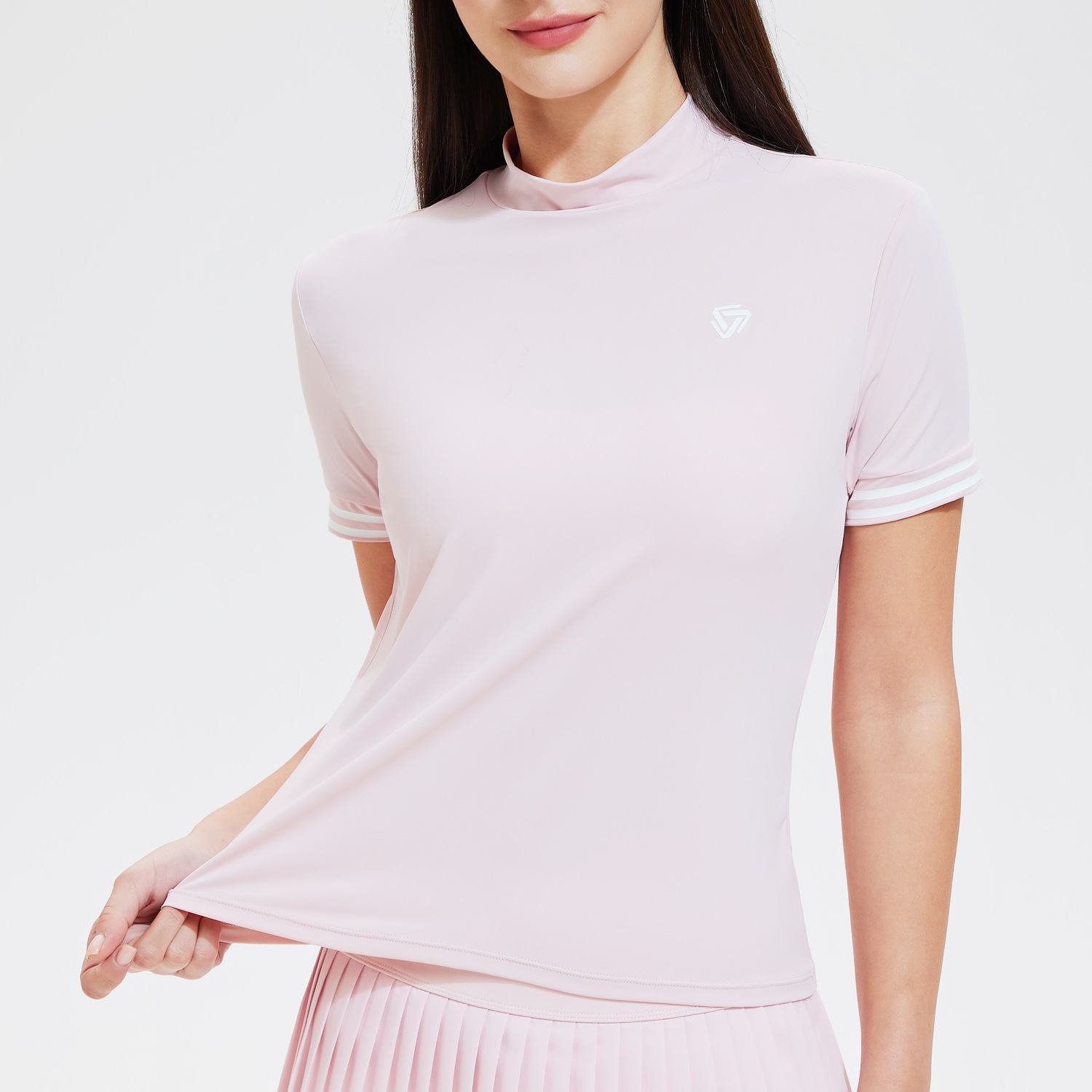 Camiseta deportiva de golf para mujeres de verano de mangas cortas sudor rápido secado delgado y delgado collar de tenis