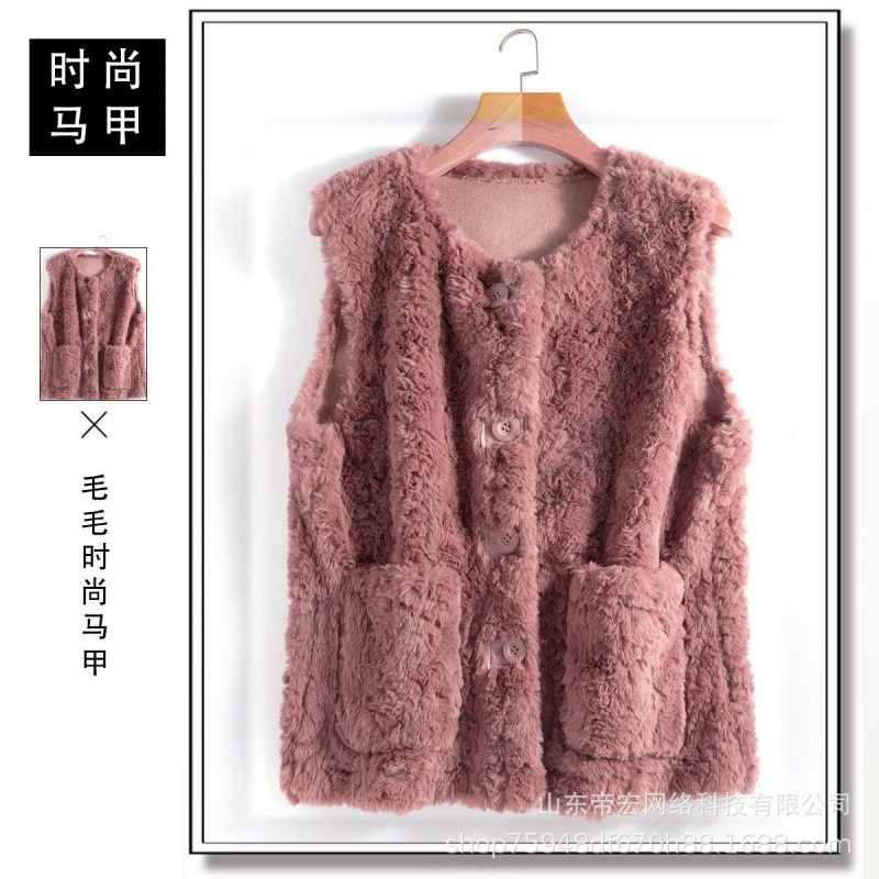 仿兔毛马甲女皮毛一体新款秋冬时尚百搭外穿休闲韩版毛毛马夹