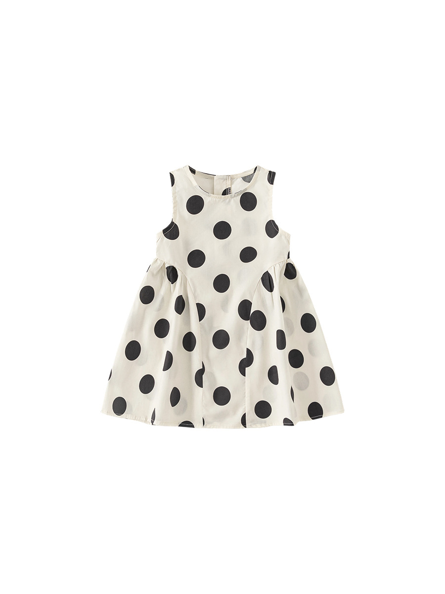 Ropa infantil Youbao, elegante vestido de verano para niñas, vestido negro con lunares sin mangas para niñas