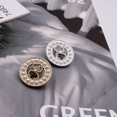 New Style Pearl Chanel Inspired Embroidered Metal Button Cardigan Knit Sweater Coat Buttons Versatile Women Elegant Buttons