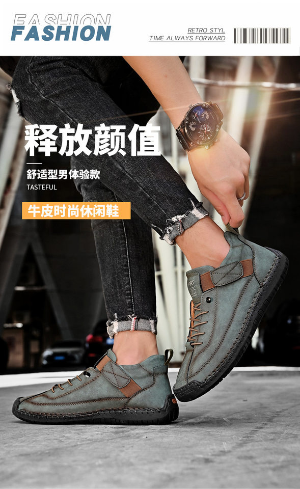 Bốt Martin cổ vừa unisex cỡ lớn, giày bốt da sợi nhỏ đế cao su, phong cách Hàn — 9888 Xanh quân đội, 9888 kaki, 9888 màu xanh lam, 9888 màu đen chi tiết 14