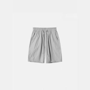 Summer Lightweight Cool Quick-Dry Drawstring Men's Shorts Fashion Ice Silk Thin Versatile Loose Casual Knee-Length Shorts