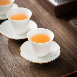 Handmade Sheep Fat Jade Porcelain Coaster Ceramic Coaster Tea Cup Insulation Pad Kung Fu Tea Set Saucer Dehua White Porcelain