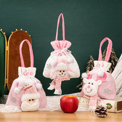 新しいクリスマスプレゼント袋クリエイティブピンクのぬいぐるみ手提げ袋平安夜リンゴ袋子供キャンディー袋卸売り