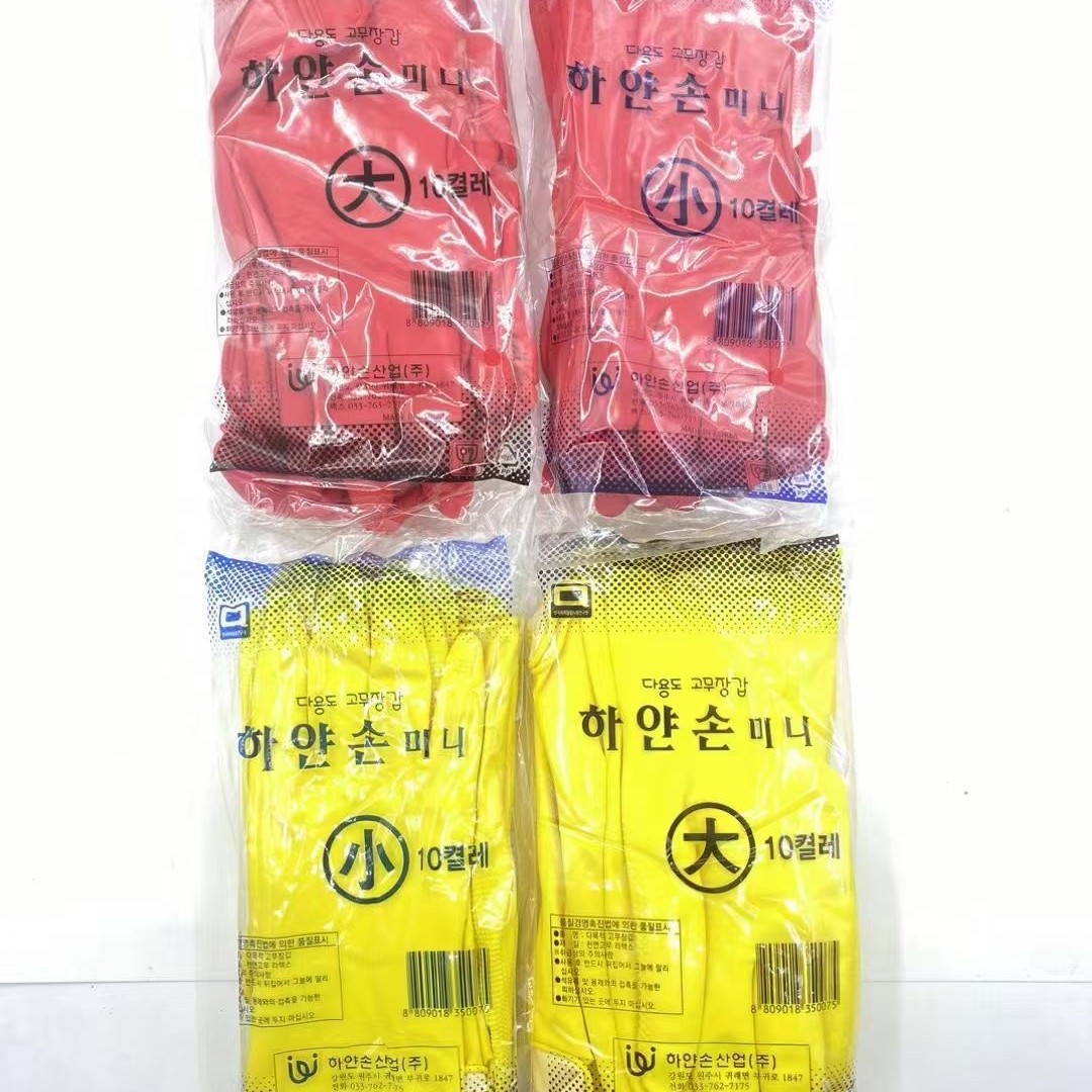 한국 수입 고무 미끄럼 방지 짧은 스타일 손에 꼭 맞는 내구성 가사 주방 식기 세척 남성과 여성의 세탁 탄성 장갑