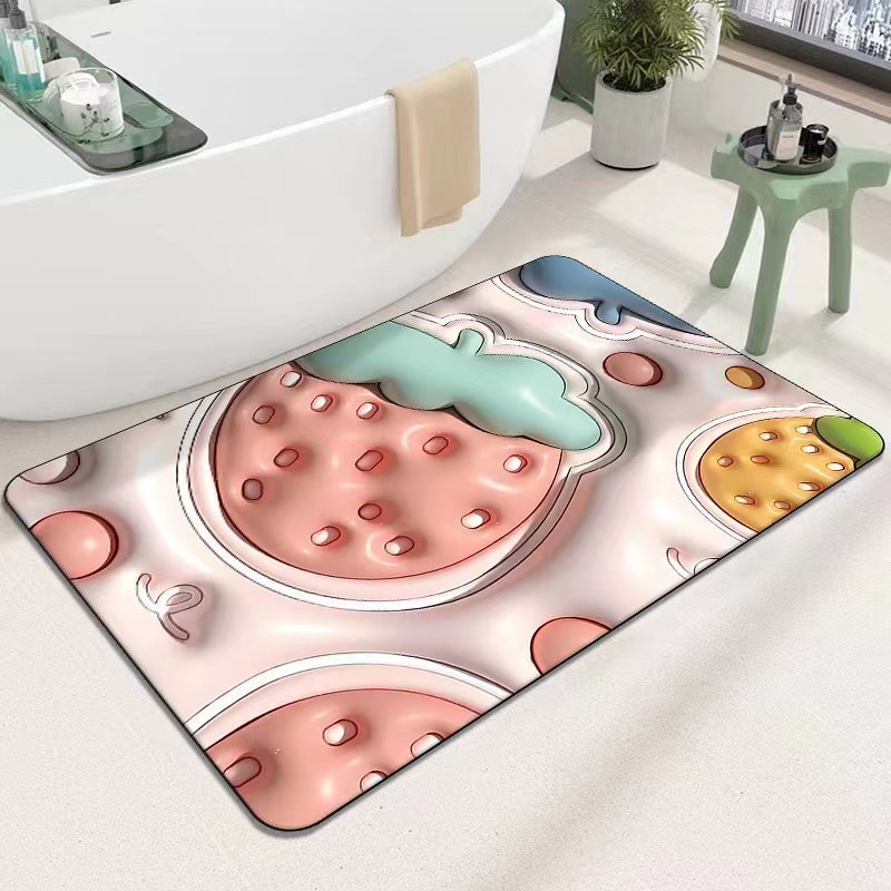 クリエイティブ3D膨張花卉珪藻泥浴室トイレ吸水速乾足マット家庭用汚れ防止玄関マット|undefined