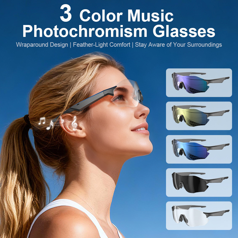 2026 New Lightweight Automatic Color-Changing Ai Glasses with Smart Real-Time Simultaneous Translation and Earphones Two-In-One