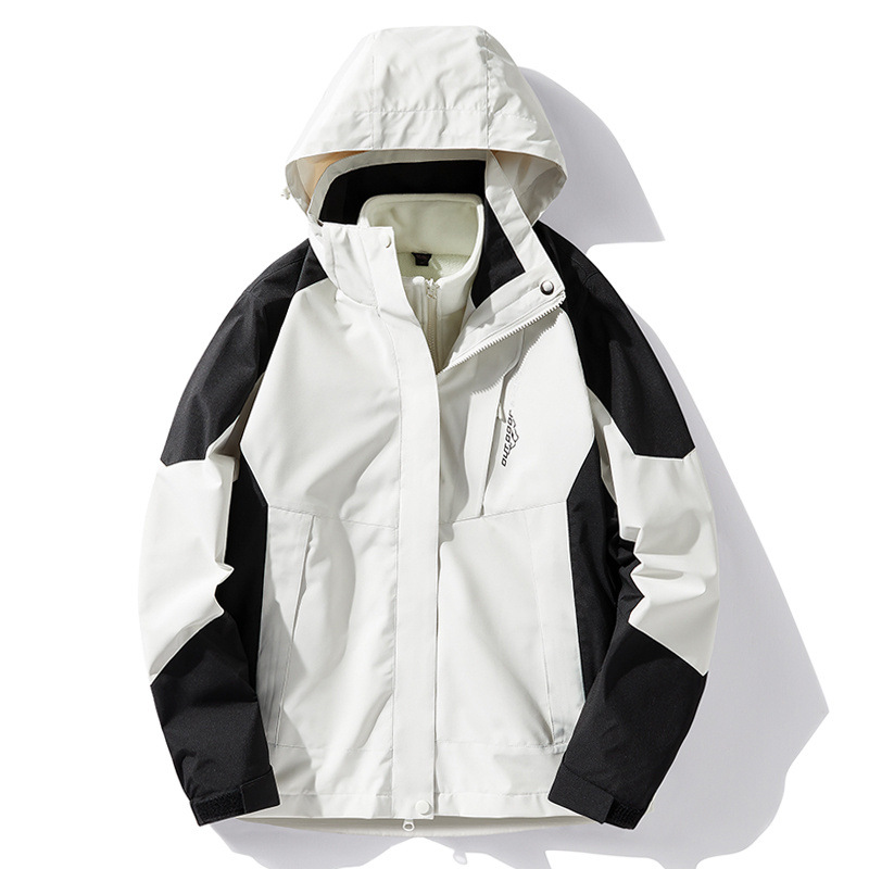 Chaqueta Impermeable de Exterior de Poliéster, Impermeable, Capucha desmontable, para Actividades al Aire Libre
