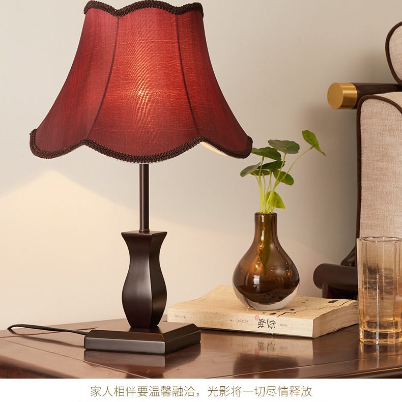 Chinese Table Lamp Bedroom Bedside Lamp American Simple Retro Bride Wedding Dowry Festive Wedding Room Everlasting Lamp