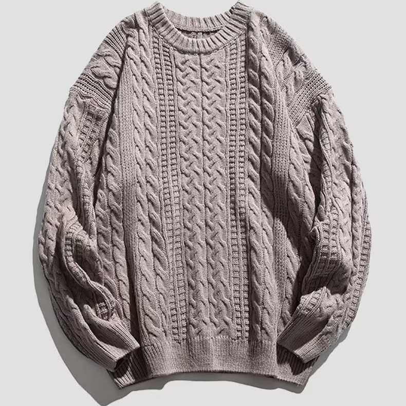 Suéter de color sólido grueso de otoño e invierno para hombres 2024 nuevo suéter de punto de cuello redondo suéter coreano para hombres