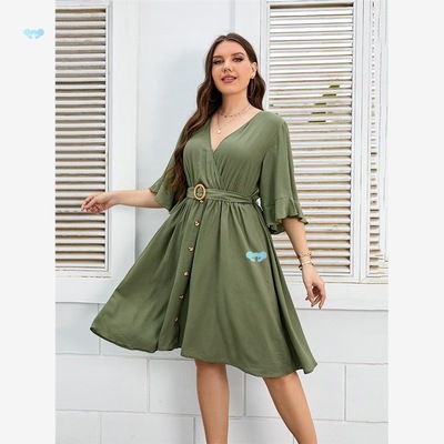 Summer plus size women loose casual dress 大码宽松露背连衣裙|ms
