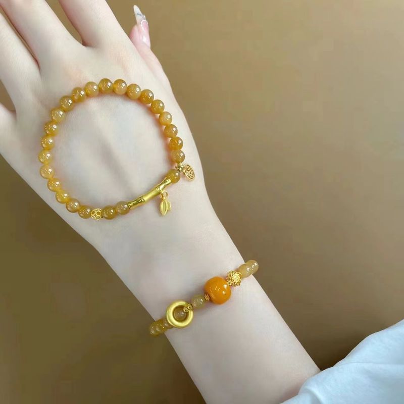 New Internet Celebrity Antique Hetian Jade Gold Bamboo Bracelet Female Temperament Running Ring Bracelet for Girlfriend Couple Gift