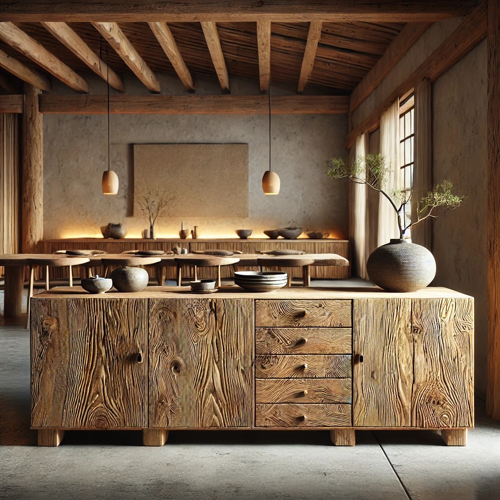 Wabi-Sabi Style Old Elm Dining Sideboard Living Room Wall-Mounted Entrance Guesthouse Original Ecological Storage Guesthouse Sideboard